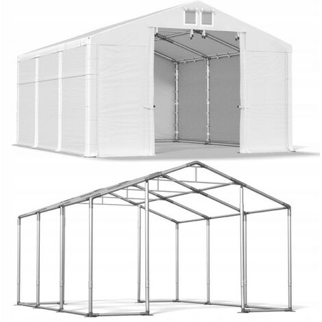 4x6 24m² tente-hangar de stockage, H. 3,65 m, porte 1,95x 2,97m toile PVC 600 g-m² Multi-size anti-feu (1/2)