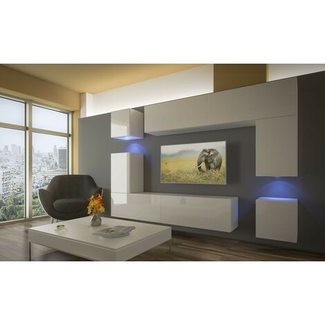 Ensemble meuble TV NEXT 5 AN5-17W-HG26-1A blanc brillant 240 cm (1/2)