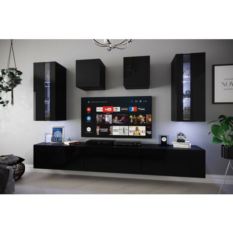 Ensemble meuble TV NEXT 291 AN291-17B-HG20-1B noir brillant 273 cm (1/2)