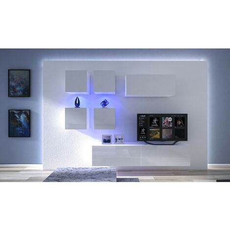 Ensemble meuble TV NEXT 200 AN200-17W-HG29-1B blanc brillant 236 cm (1/2)