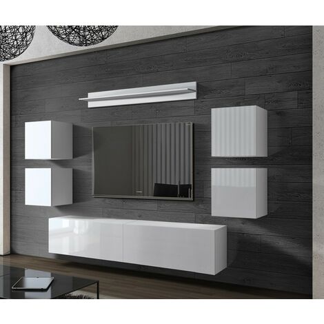 Ensemble meuble TV CONCEPT 41-41-HG-W-2 blanc brillant 240 cm (1/2)