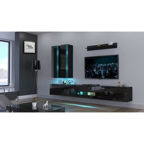 Ensemble meuble TV NEXT 55 AN55-18B-HG1 noir brillant 273 cm (1/2)