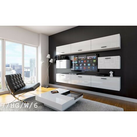 Ensemble meuble TV CONCEPT 7-HG-W-6 blanc brillant 249 cm (1/2)