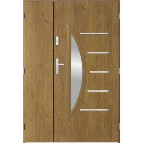 Azura Home Design – Porte d'entrée double acier 130x200 cm winchester – 2 serrures multipoints – Poussant droit – Isolation thermique et acoustique (1/2)