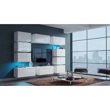 Ensemble meuble TV NEXT 62 AN62-18W-HG2 blanc brillant 256 cm (1/3)