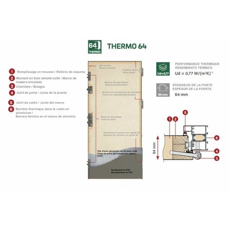 Porte d'entrée en acier avec cadre en aluminium LUTTER 1 90200 -100200 cm - Poussant: Gauche - Dimensions: 100 cm