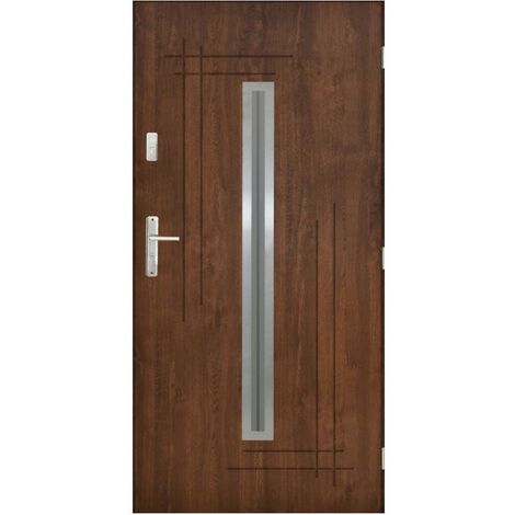 Porte d'entrée Venus 80 cm 72 mm en acier inoxydable en 3 coloris - Couleur: Chêne doré - Poignée et serrure : Sans - Poussant: Droit (1/5)