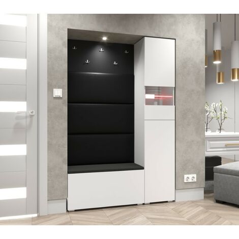 Meuble d'entrée GF84, 120 x 35 x 182 cm, blanc mat (1/4)