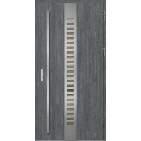 Porte d'entrée en acier avec cadre en aluminium SELTERS 2 anthracite-inox 90200 -100200 cm - Poussant: Droit - Dimensions: 90 cm (1/5)