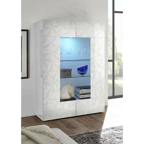 Vitrine 2 portes LUTHER en blanc 121x166 cm