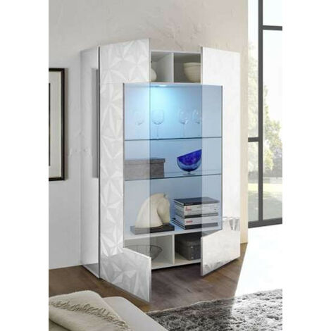 Vitrine 2 portes LUTHER en blanc 121x166 cm