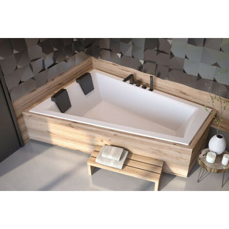 Azura Home Design – Baignoire d'angle gauche ultra-slim 170 cm – Acrylique blanc renforcé – Fond ergonomique – Pieds réglables – Conçue pour espaces réduits - DUO 170 OU