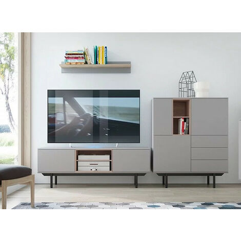 Meuble TV INOX gris 150 cm (1/2)