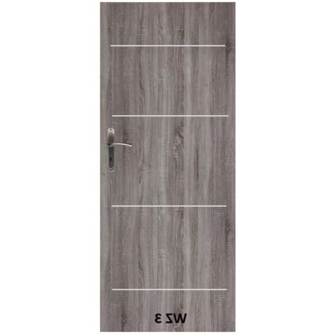 Azura Home Design – Porte d'intérieur ALU 3 chêne truffier 80 cm – Poussant droit – Hauteur 2035 mm – Épaisseur 4 cm – Panneau MDF haute qualité