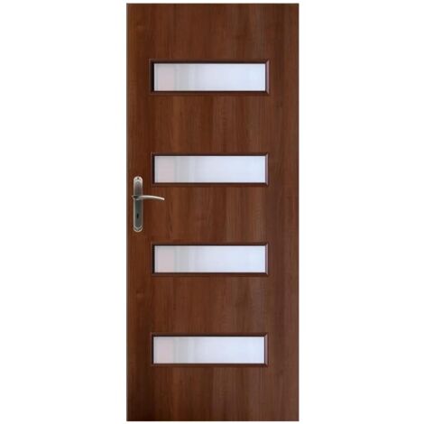 Porte d'intérieur vitrée PRESTIGE noyer en plusieurs dimensions - Poussant: Droit - Largeur porte: 90 cm