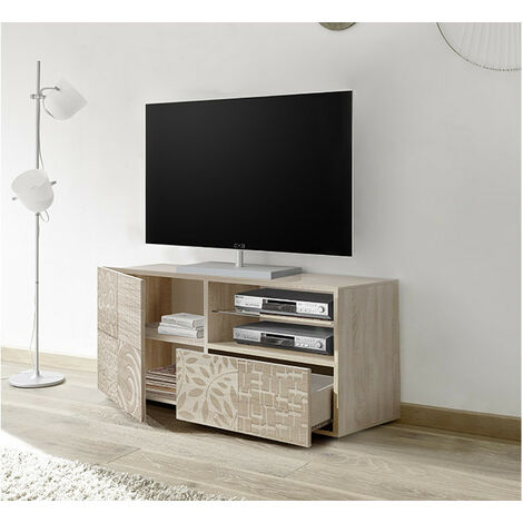 Meuble TV MIREL chêne 1 porte, 1 tiroir 122 cm (1/2)