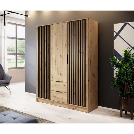 Armoire 3 portes MELODIE 155 cm chêne (1/3)