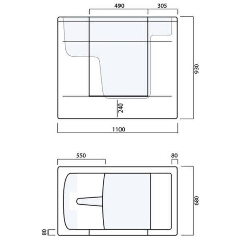 Baignoire à porte SMERALDO 110 cm - Angle: Gauche - Panneau supplémentaire: Sans