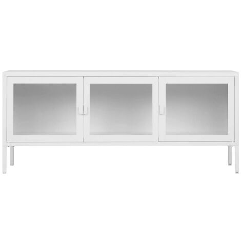 Meuble TV Brisbane blanc 130x40x55 cm (1/4)