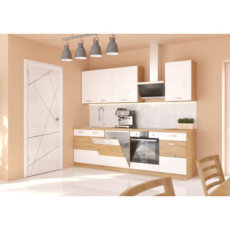 Ensemble cuisine ARTISAN blanc brillant/chêne artisan 250 cm (1/5)