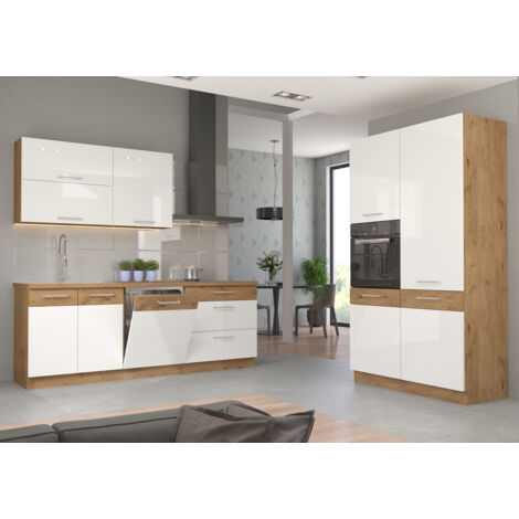 Ensemble cuisine VIGO Chêne lancelot/blanc brillant 340 cm (1/5)