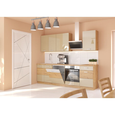 Ensemble cuisine ARTISAN cappuccino brillant/chêne artisan 250 cm (1/5)