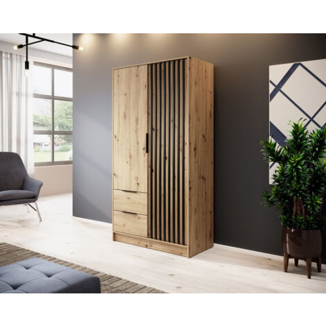 Armoire 2 portes MELODIE 105 cm chêne (1/4)