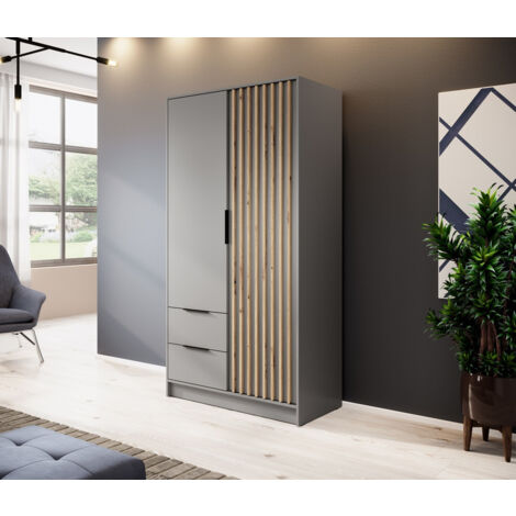 Armoire 2 portes MELODIE 105 cm gris (1/4)