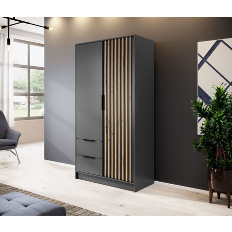 Armoire 2 portes MELODIE 105 cm anthracite (1/4)