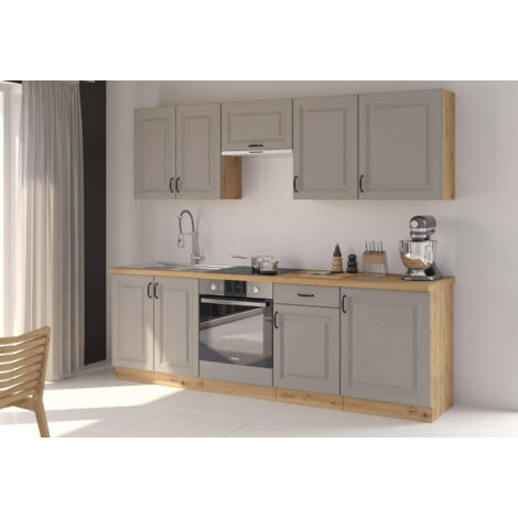 Cuisine Delos beige gris et chêne – 250 cm (1/5)