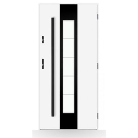 Porte d'entrée Lina 80-90-100cm en acier - Couleur: Blanc - Poussant: Gauche - Dimensions: 100 cm
