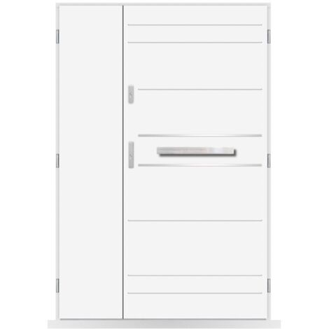 Porte d'entrée double Maloé - 130-140-150x208cm - Couleur: Blanc - Poussant: Gauche - Dimensions: 90x40 cm