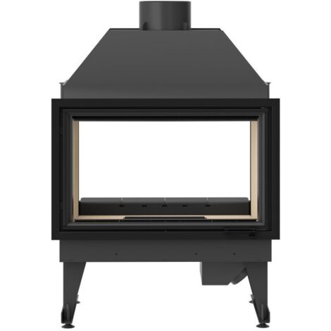 Azura Home Design – Insert cheminée à bois 19 kW – Vision panoramique 2 côtés – Acier et chamotte – Double combustion pour chaleur optimale (1/5)
