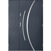 Porte d'entrée double FELIX 120x200 cm anthracite - Poignée et serrure : Avec - Poussant: Droit