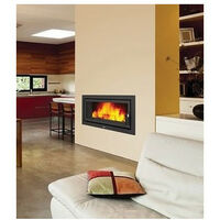 Azura Home Design – Insert cheminée à bois 21 kW – Système double combustion – Intérieur en vermiculite – Sortie de fumée 200mm – Poids 115kg