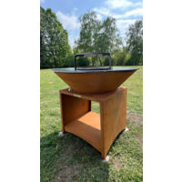 Azura Home Design – Barbecue charbon FIESTA rouille 75 cm – Plaque de cuisson ronde en acier inoxydable – Résistant à la corrosion – Pour extérieur