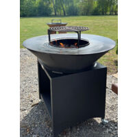 Azura Home Design – Barbecue FIESTA gris 75 cm – Acier inoxydable – Plaque de cuisson ronde 750 mm – Hauteur 880 mm – Largeur 555 mm