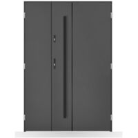 Porte d'entrée double Alaric - 130-140-150x208cm - Couleur: Anthracite - Poussant: Droit - Dimensions: 90x40 cm