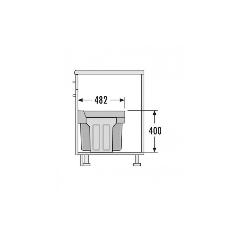 Poubelle encastrable 2 bacs 2x30L Euro Cargo S - Hailo France