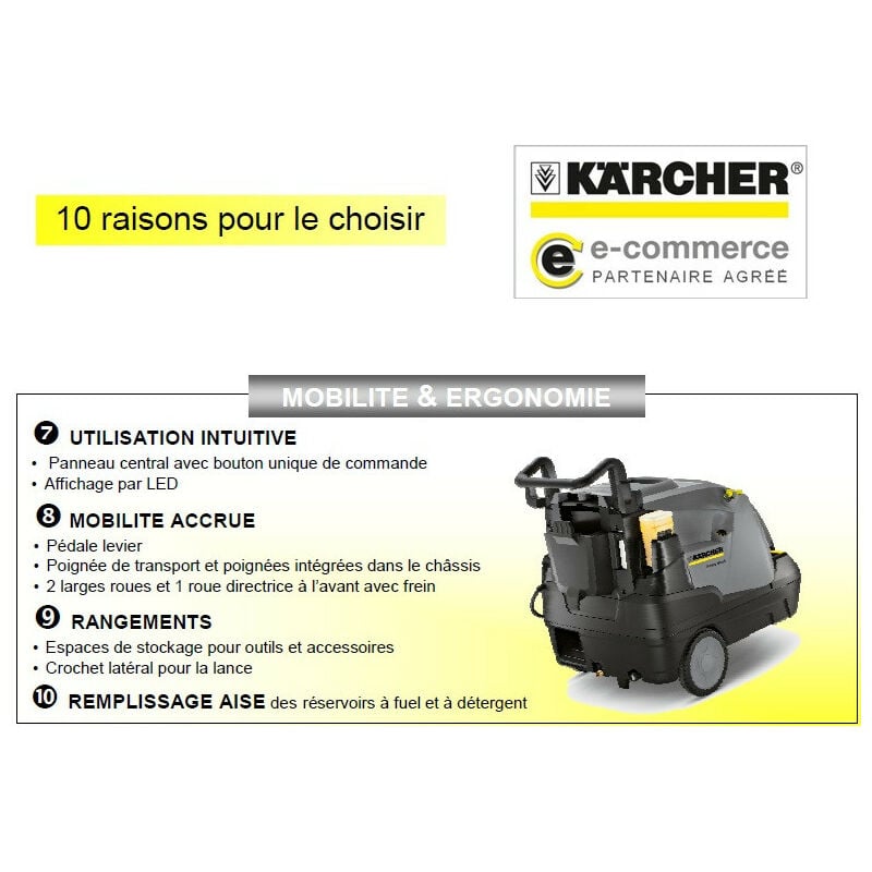 Nettoyeur haute-pression Karcher Nettoyeur Haute Pression Pro eau chaude  3.6kW 560l/h + Enrouleur de flexible HDS 6/14 CX