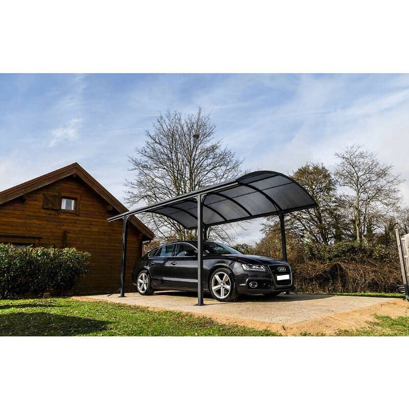 Habrita Foresta - Double Carport alu toit 1/2 rond gris anthracite surface  2862 m2 CAR60