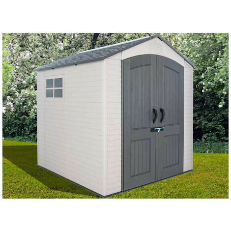 Abri résine Habrita Foresta AP2121BA 4,57m2 imitation bardage avec plancher et toit 2 pentes