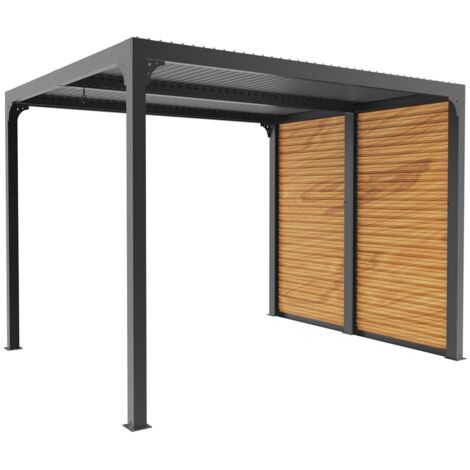 Pergola bioclimatique aluminium 7,20 m² – gris anthracite – ventelles latérales orientables – structure résistante aux intempéries – Habrita Foresta