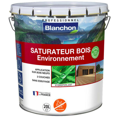 Blanchon – Saturateur bois 20L – Gris vieilli – Effet hydroperlant sans essuyage – Protection pour terrasses et caillebotis en bois