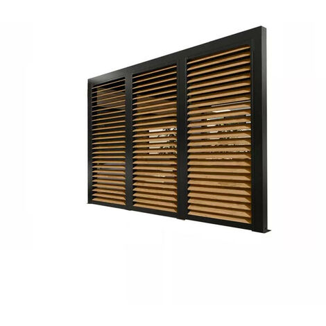 Ventelles alu imitation bois 3,60m – Panneaux latéraux orientables – Pour pergola bioclimatique – SKU PERBIV36B – Habrita Foresta (1/5)