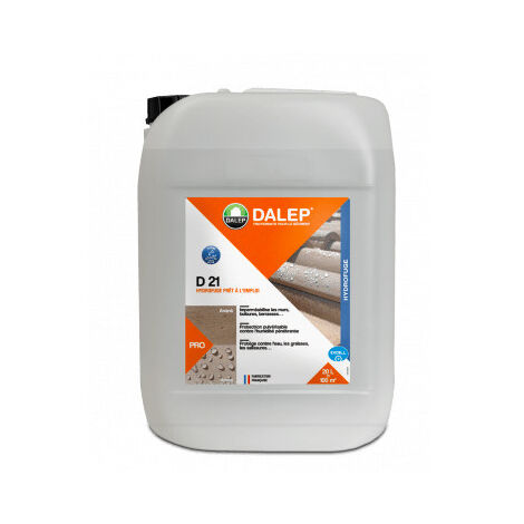 Dalep – Hydrofuge prêt à l'emploi 20L – Imperméabilisant pour matériaux poreux – Application en une seule passe – Protection contre l'humidité et salissures