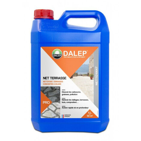 Dalep – Nettoyant terrasses concentré 5L à diluer – Élimine pollution et lichens – Application par pulvérisation – Pour dallages et carrelages