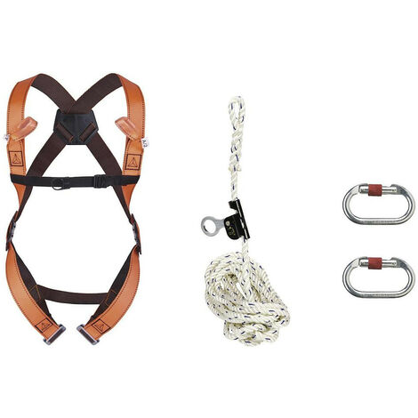 Delta Plus – Kit antichute toiture ELARA170GT – Harnais 2 points – Corde 20m polyamide – Mousquetons acier – Taille S/M/L – Norme EPI