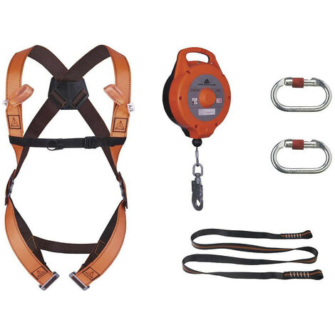 Delta Plus – Kit antichute ELARA270 vertical 10m – Harnais 2 points d'accrochage – Sangles polyester – Pour déplacements verticaux en espace confiné (1/4)