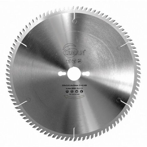 Leman – Lame de scie circulaire 250mm – Alésage 30mm – 80 dents TP pour métaux non-ferreux – Coupe nette aluminium et plastique - 250x30x80z
